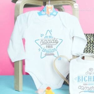 KIT ROPA BODY MANGA LARGA Y BABERO- YO HE NACIDO PARA BRILLAR