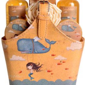 SET DE BAÑO BOLSO TRAPECISTA Y BALLENA